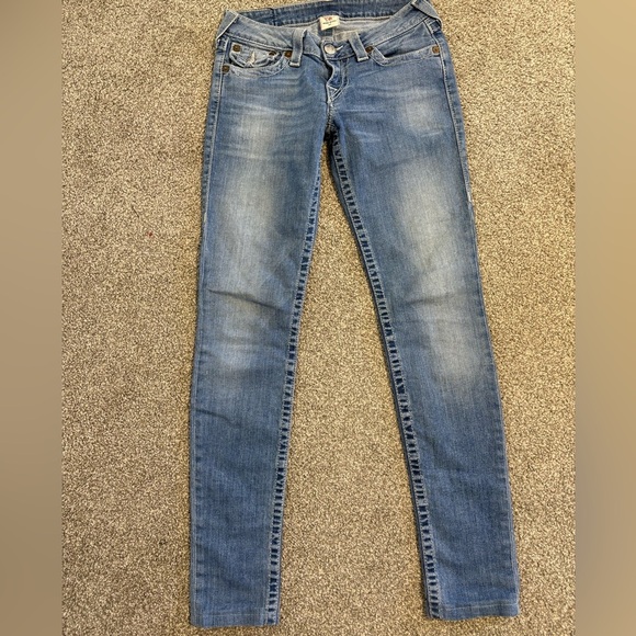 Y2K True Religion Women's Lowrise Skinny Denim Jeans Size 27 - Picture 1 of 10